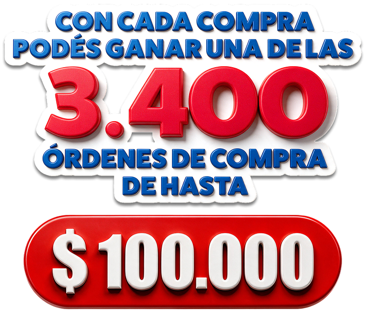 Con cada compra podés ganar una de las 3.400 órdenes de compra de hasta $100.000